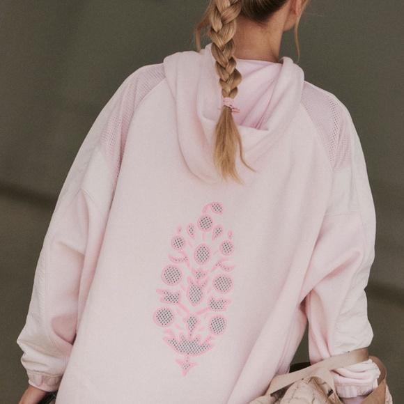 Free People Movement Pink Racing Stripe Hoodie - NWT - Picture 2 of 5